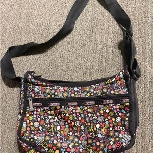 LeSportSac  Black Floral Shoulder Bag